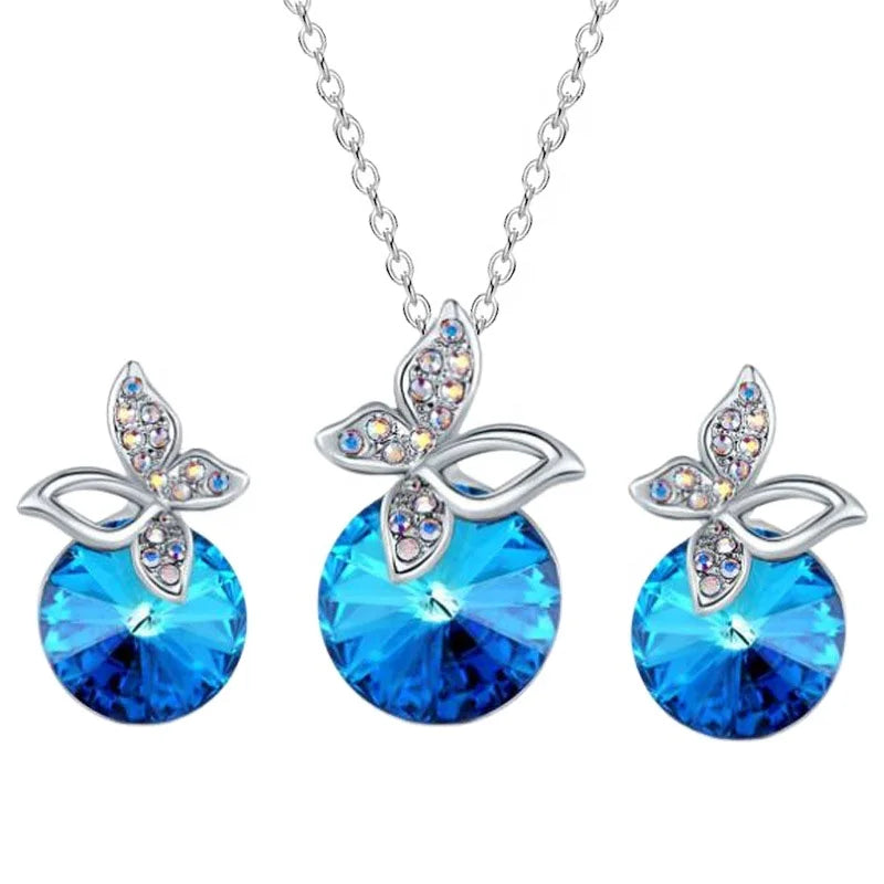 18k Gold  Plated Big Jewelry Set for Women and Girls Alloy Necklace Earring Set for Parties