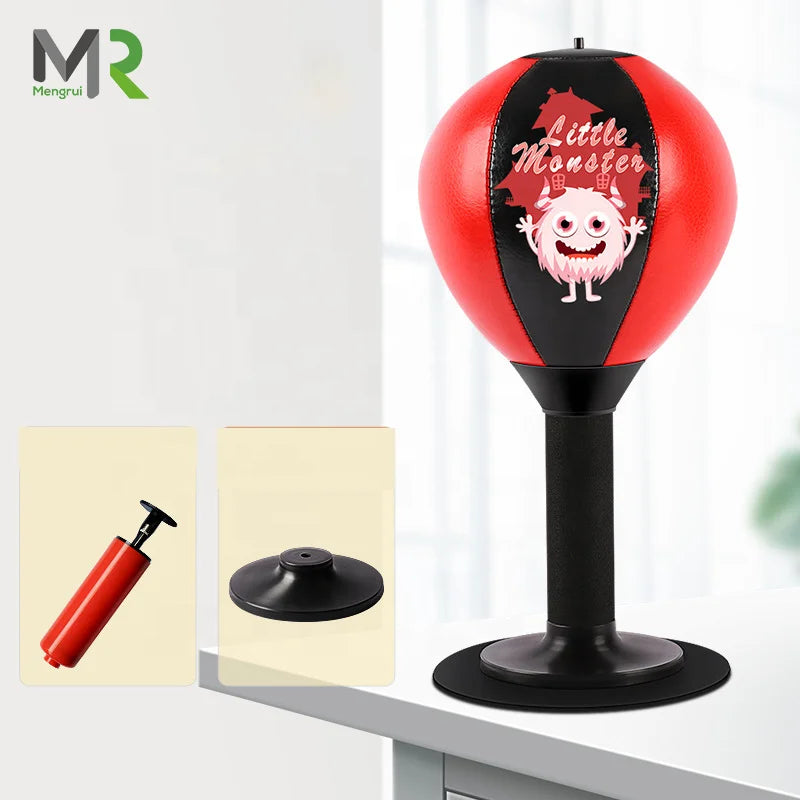 MR New Style Mini Boxing Equipment Little Monster Suction Cup Vent Ball Stress Buster Desk Punching Bag Child PU+ABS 800g