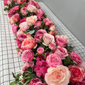 Customized Red Floral Table Flower Runner Handmade Factory Sale Decoration for Christmas Event or Wedding