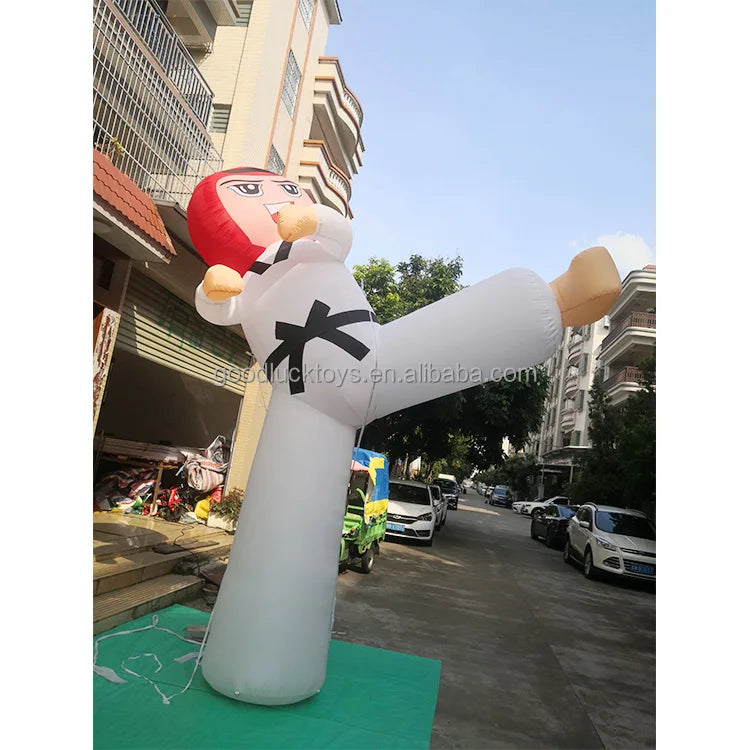 4mH Huge Martial Arts Inflatable Karate Model Taekwondo Boy Kick Man Advertising Balloon for Karate Schools and Studios