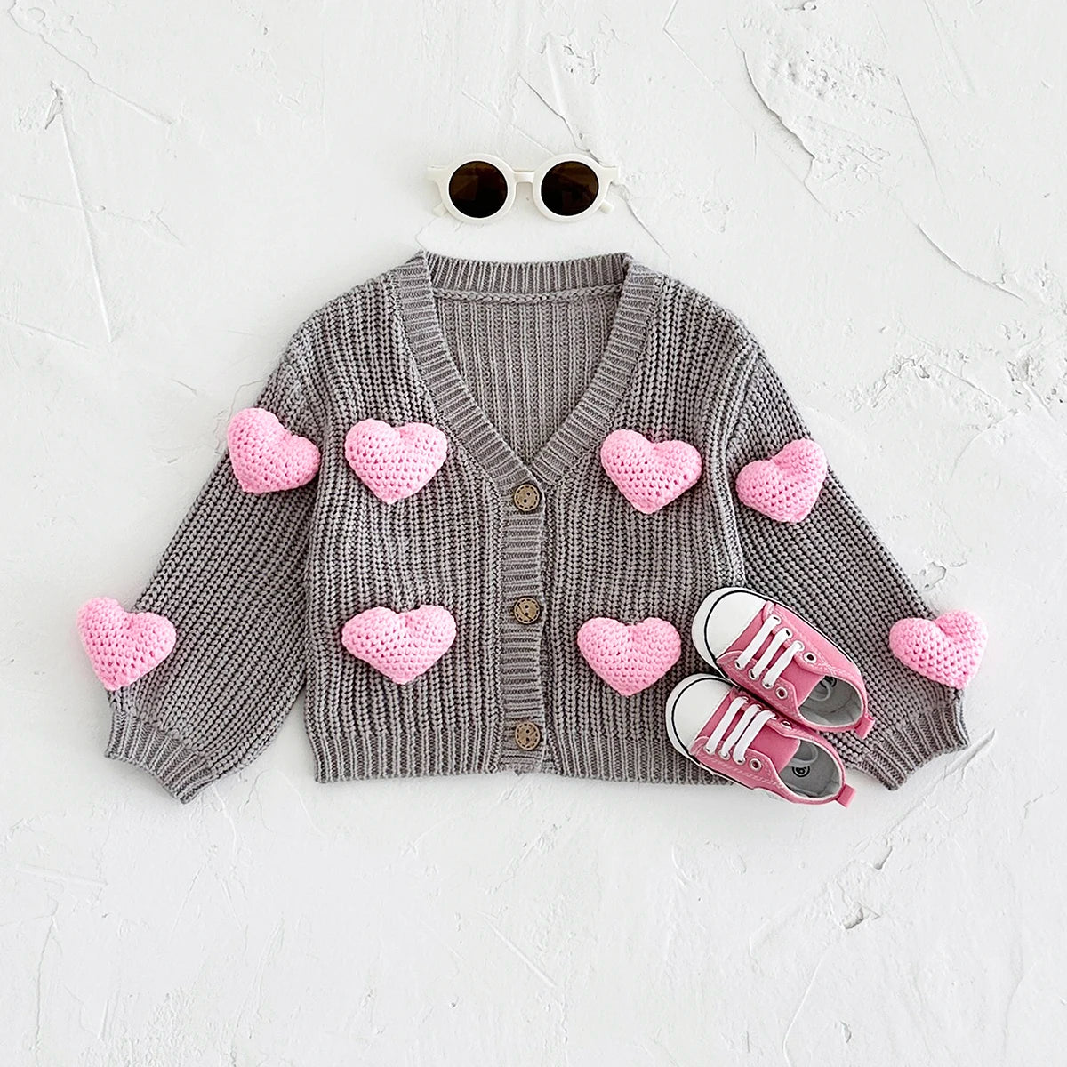 Baby Girls Autumn Winter Long Sleeve 100% Cotton Breathable Sweater Cardigan Jacket Newborn Love Soft