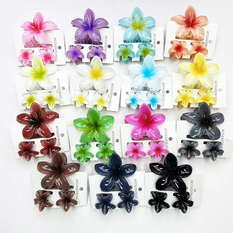New Design Egg Flower Hair Clip Set Gradient Color Combo Flower Hair Claw Fashion Style Vacation Hair Accessories for Daily Use