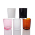 Wholesale House Hold Round Candle Holder Colorful Frosted Glass Candle Jar With Bamboo Lid