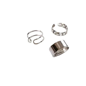 AA01455 Hiphop Geometry Circular Punk Rings Set Opening Finger Accessories Buckle Joint Tail Ring for Women Jewelry