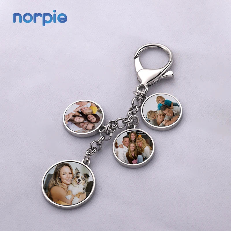 Custom Logo Promotional Blank Metal Keychain Sublimation 4 Charms Keychains