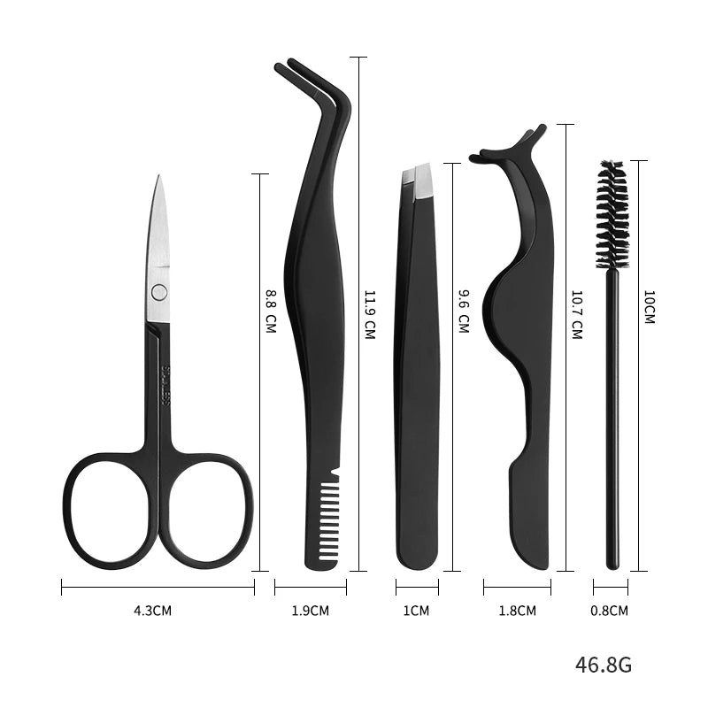 Stainless Steel Volume Eyebrow Tweezer Slanted Tip Point Accessories Makeup Beauty 5 in 1 Customizable Portable Eyebrow Trimmer