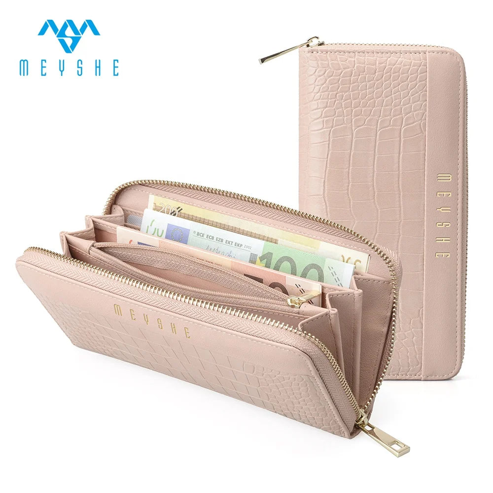 Good Quality PU Leather Long Wallet New Design Custom Zipper Credit Card Holder for Women Factory Direct