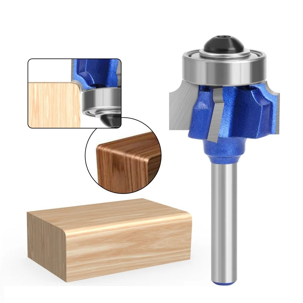 4 Flutes Corner Roundover Router Bit 8mm Flush Trimming Bits Set R1 R2 R3 Carbide Edge Banding Trimmer Bit for Wood