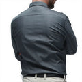 Mens Cotton Formal Shirts Classic 97/3 Cotton Elastic Gray Long Sleeves Stand Collar Men's Shirt Men's Dress Shirts
