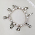 7 mm  Near Round  Pearl Bracelet  and Nice Charm.turtleelephantheart Cowkey 100% Freshwater Pearl Bracelet