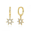 Small Huggie Hoop Earrings for Women 925 Sterling Silver CZ North Star Charm Earrings for Girls
