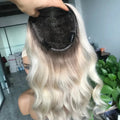 Fish Net Mesh Integration Topper Hair Piece Hair Pull Through Cuticle Aligned Blonde Highlight Balayage Full Fishnet Human Hair