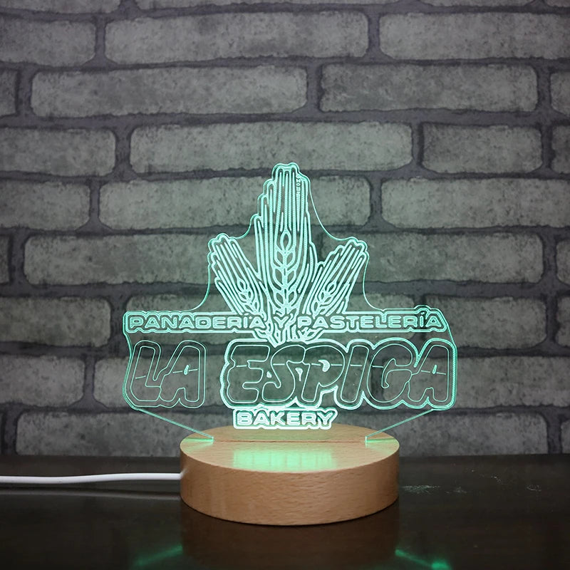 Hot Sale LED Wooden Base Custom Acrylic Night Light USB Charge With Dimmer Switch Home Decor 3D Night Lamp