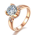 Fashion Women Jewelry Gold Plated Round 5A Cubic Zirconia Rings Wholesale Zircon Wedding Ring