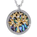 925 Sterling Silver Chakra Tree of Life Charm Necklace Unisex Trendy Link Chain with Mother Pearl Blue Zircon for Weddings Gifts