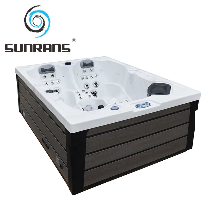 Sunrans Luxurious Small Outdoor Hot Tub Spa 3-Person Whirlpool with Massage Acrylic Freestanding for Garden & Bathroom Use