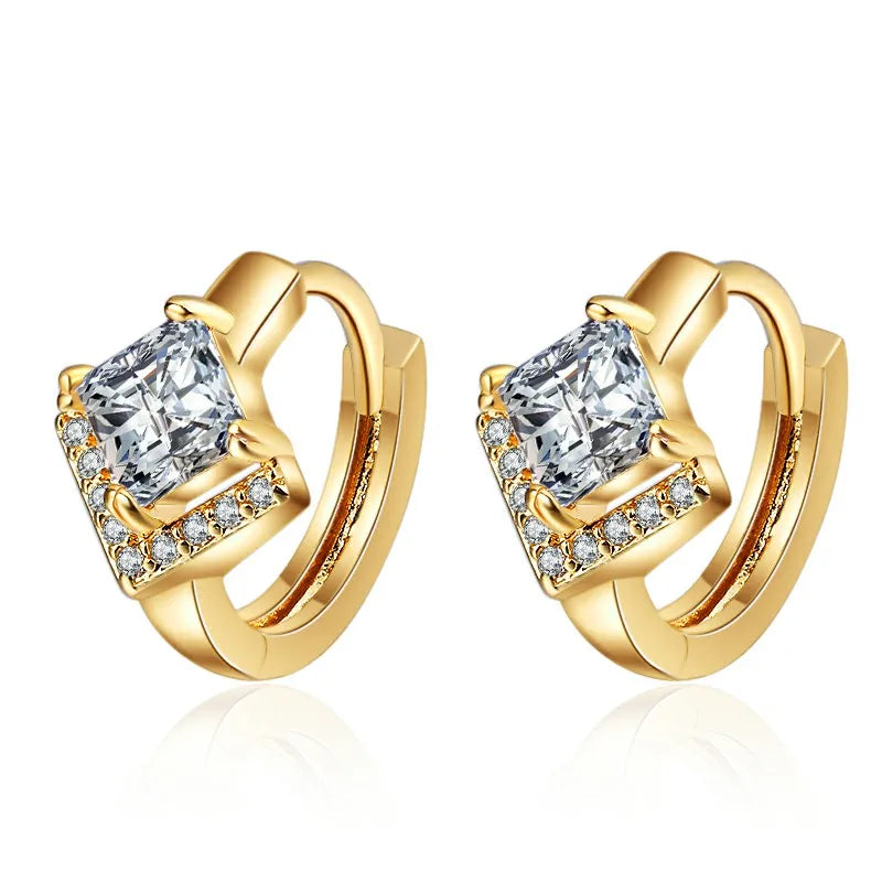 Hengdian Best Jewelry to Sell on amazon America Aretes De 18k Oro Para Mujer square Design Stylish Classic Huggie Hoop Earrings