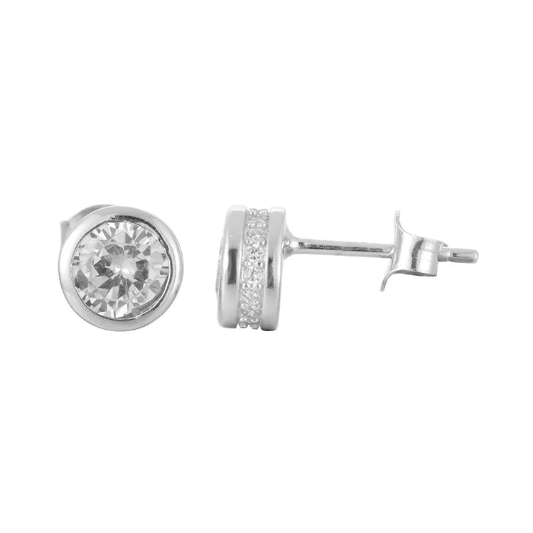 Simple Fashion Office 925 Sterling Silver Bezel Setting Earrings Gold Plated Zircon Trendy Jewelry for Anniversary Party Gift