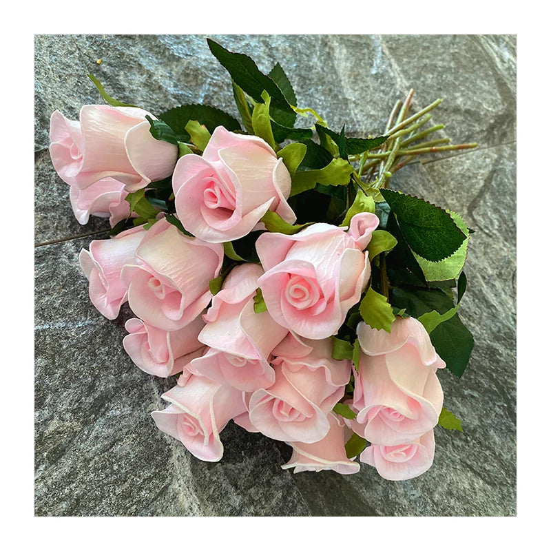 Soft Glue Single PU Moisturizing Artificial Roses Decorative Mariage Flowers for Christmas Graduation Valentine's Day