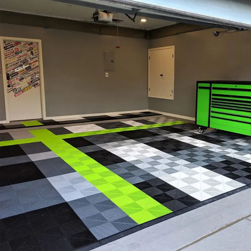 Rigid Modular Anti Slip Car Wash Drainage Plastic PP Interlocking Garage Floor Tile for Car Parking Carwash Garage Flooring