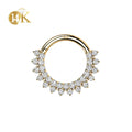 Calendo 14K Karat Real Pure Solid Gold Helix Earrings Daith Nose Septum Piercing Jewelry Ring Bling CZ Paved Wedding Jewelry
