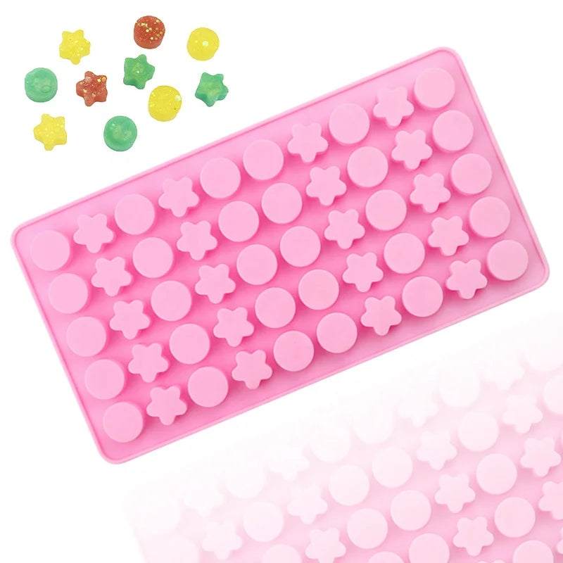 1097 55 Cavity Round Cylinder and Star Shape Silicone Chocolate Mold Kitchen Baking Utensils Mold Trays Resin Silicone Bpa Free