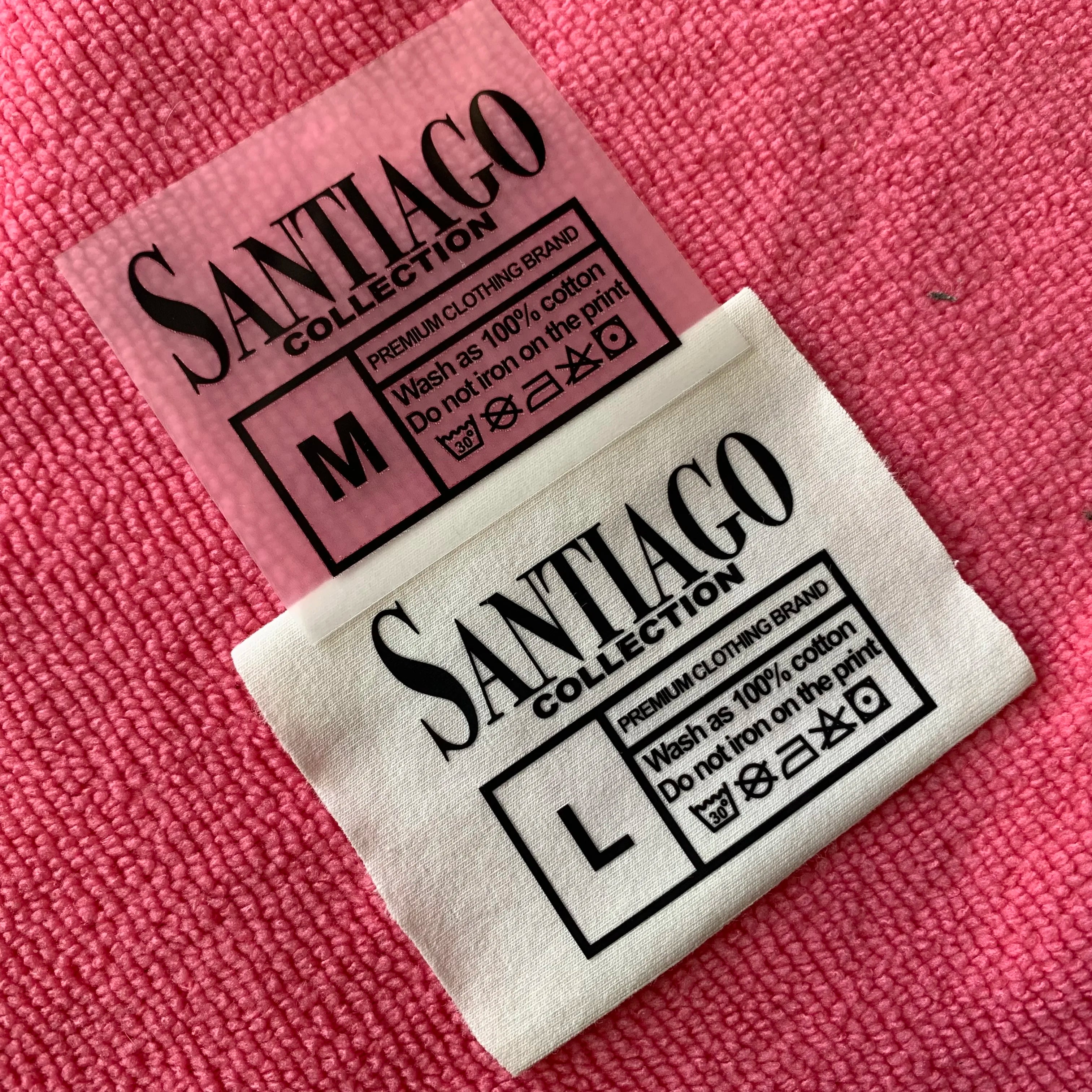 T-Shirt Washable Heat Transfer Neck LabelIron on Logo Heat Transfer Label for Collar