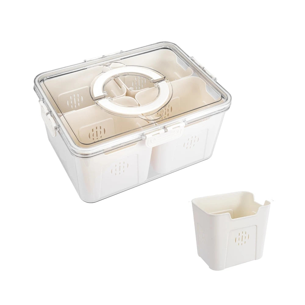 Fruit Storage Containers for Fridge Plastic Food Containers with Lids Refrigerator Organizer Bins with Divider