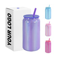 Shimmer Sublimation 16oz Stainless Steel Can Tumbler Holographic Glossy Double Walled Shimmer Sublimation Metal Coffee Can Cups