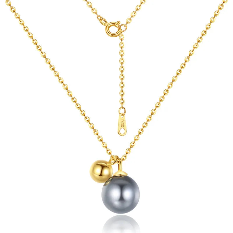 Rainbowking S925 Sterling Silver Necklace Female Ins Style Small Round Pearl Necklace Collarbone Chain Pendant for Women