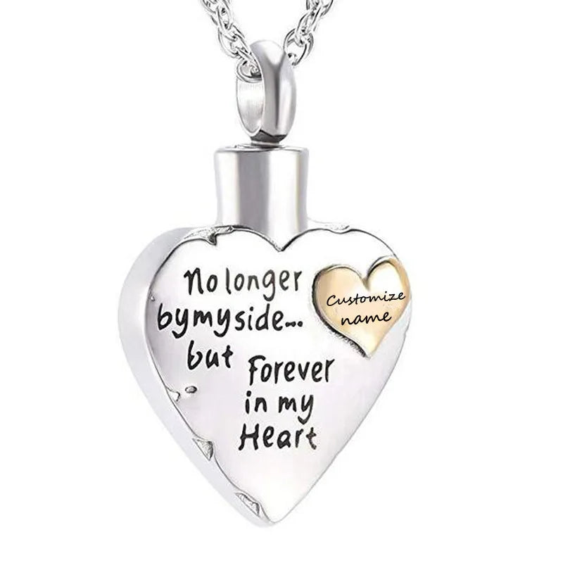 Heart-Shaped Perfume Bottle Pendant Stainless Steel Love Necklace Animal Relative's Ashes for Children Titanium Steel Cinerary
