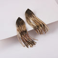 Retro and Fashionable Brass Gold-plated Earrings Long-stream Bohemian Long Chain Pendant Earrings