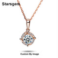 Starsgem Halo Set Necklaces Jewelry Custom 9K Rose Solid Gold Lab Grown Diamond Pendant Necklace