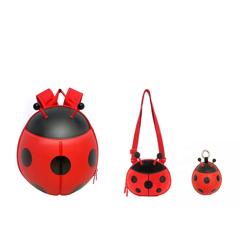 School Bag 3 in 1 Set Cute Kids Ladybug Bag Set  Kids Backpack Storage Handbag Backpack Bag Set for Girl