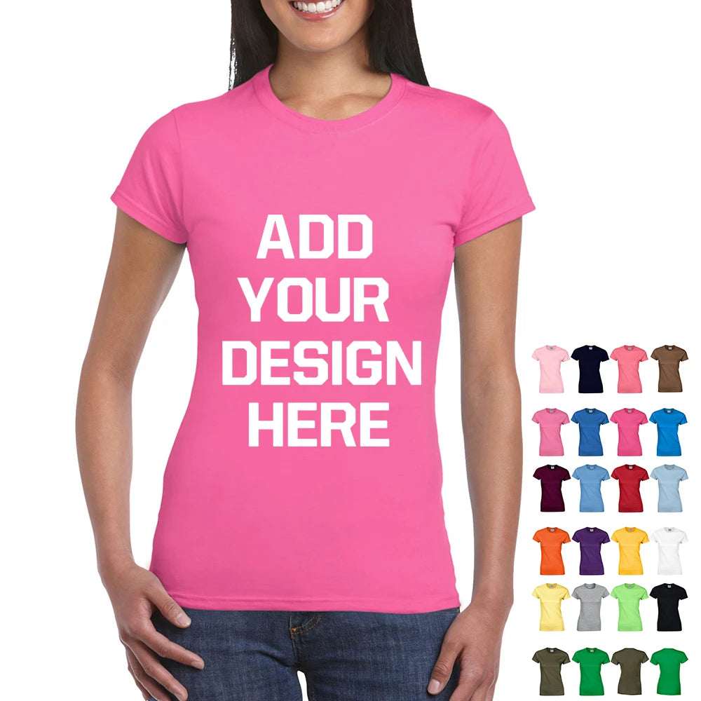 Custom Logo Screen Printed Blank T-shirts Wholesale 180gsm 100% Cotton Summer Adults Knitted Plain Customized Women Tshirt
