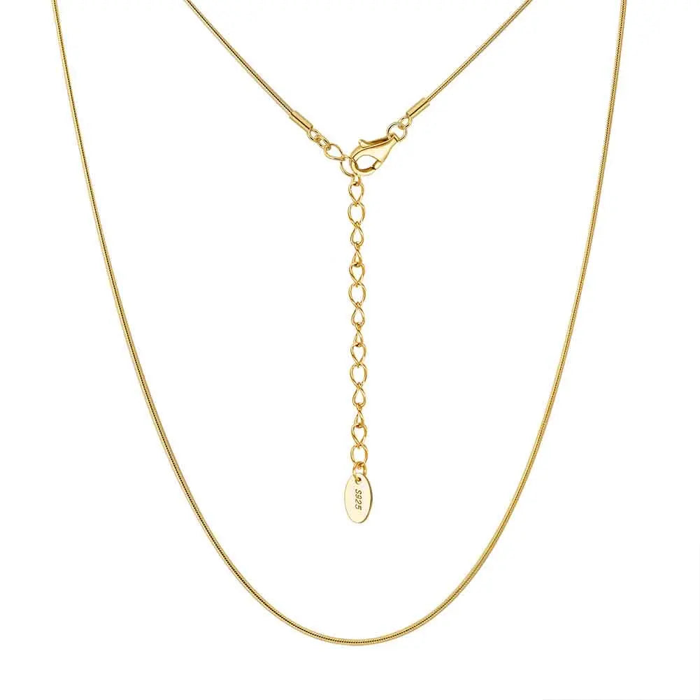 RINNTIN SC86 Herringbone Choker Sterling Silver Tarnish Free Water Resistant Chain Simple Snake Chain Choker Necklace
