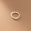 Simple Irregular 2~3 MM Freshwater Pearl Elastic Beads Rings for Women Party Gifts Jewelry
