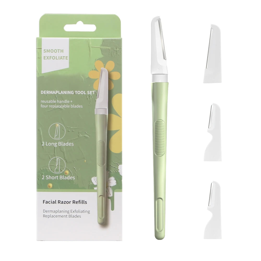 Dermaplaning Tool Set4 Refill Derma Blades Reusable Aluminum Handle Facial razor