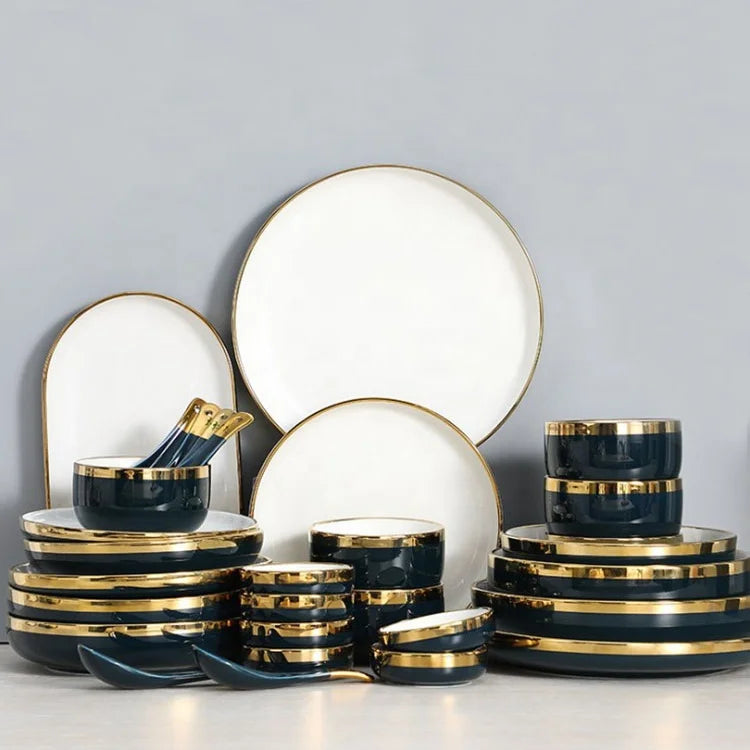 Customized Unique Restaurant Hotel European Wholesale Dinner Set Ceramics Plates Dinnerware