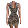 Vestido Sexy Deep V Rhinestone Sequins Hip Wrapped Birthday Party Dress Women Wear Backless Mini Evening Dress Prom Club Dresses