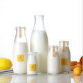 Beverage Glass Bottle Wholesale  Custom Design Milk Bottle 200ml 250ml 500ml 1000ml Fresh Milk Bottle Glass with  Lid