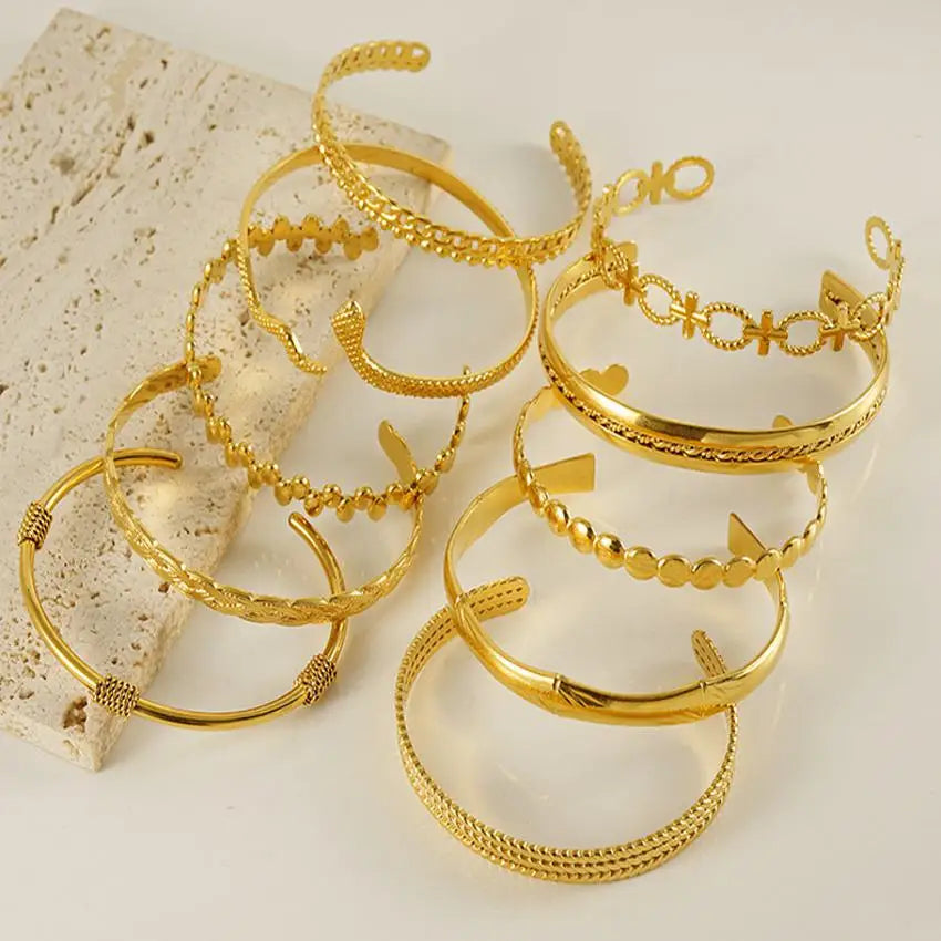 ODM Retro 18k Gold Plated 316L Stainless Steel Custom Waterproof Jewelry Bracelet for Women Ladies Bracelet Sets No Reviews yet