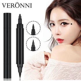 VERONNI Waterproof Natural Microblading Eyebrow Pencil with Fork Tip Mineral Liquid Eyeliner Black Easy Use for All Makeup Tool