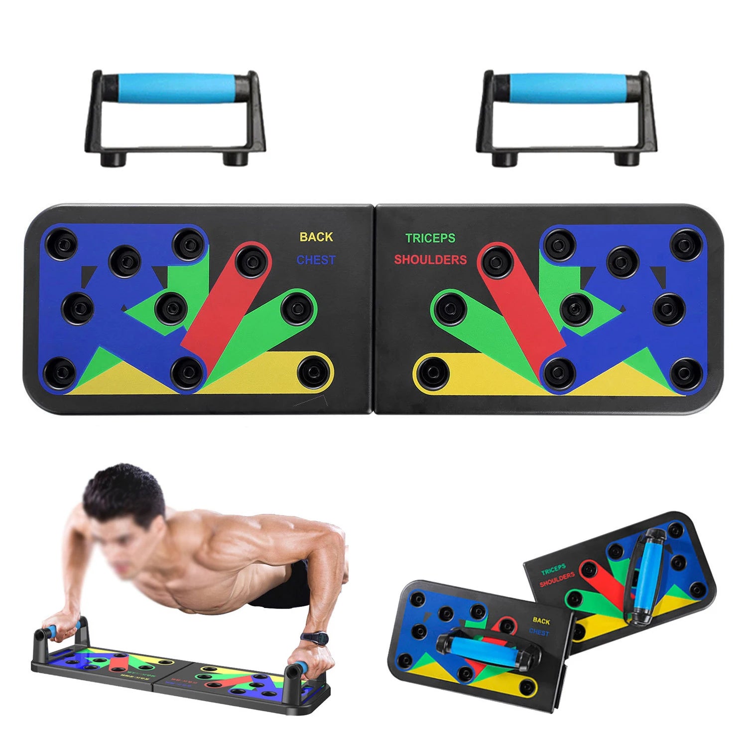 Factory Price Gym&Home Exercise  Push-Up Board 9 12 13 14 in 1 Multifunctional Foldable Push up Bar Board With Resistance Bands