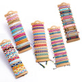 RST Nepal Ethnic Colored Ribbon Wide Face Strings Rope Bracelets Set Adjustable Leather Friendship Bracelet With Card