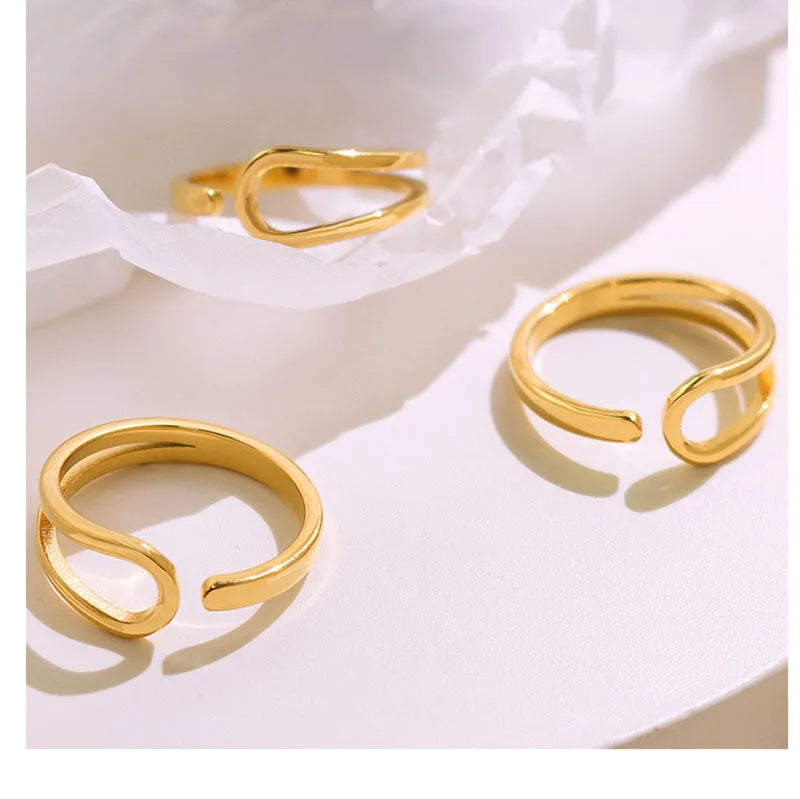 Wholesale Simple Design Titanium 316L Stainless Steel Geometric Ring for Women Jewelry