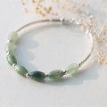 925 Sterling Silver Green Jade Bracelet Natural Oval Bead Gemstone Rhodium Classic for Wedding Party Birthday Gift for Women