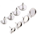 20pcs 6-12mm Stainless Steel Vertical Hanging Earring StudsEarrings Blank/BaseFit 6- 12mm Glass CabochonsButtons