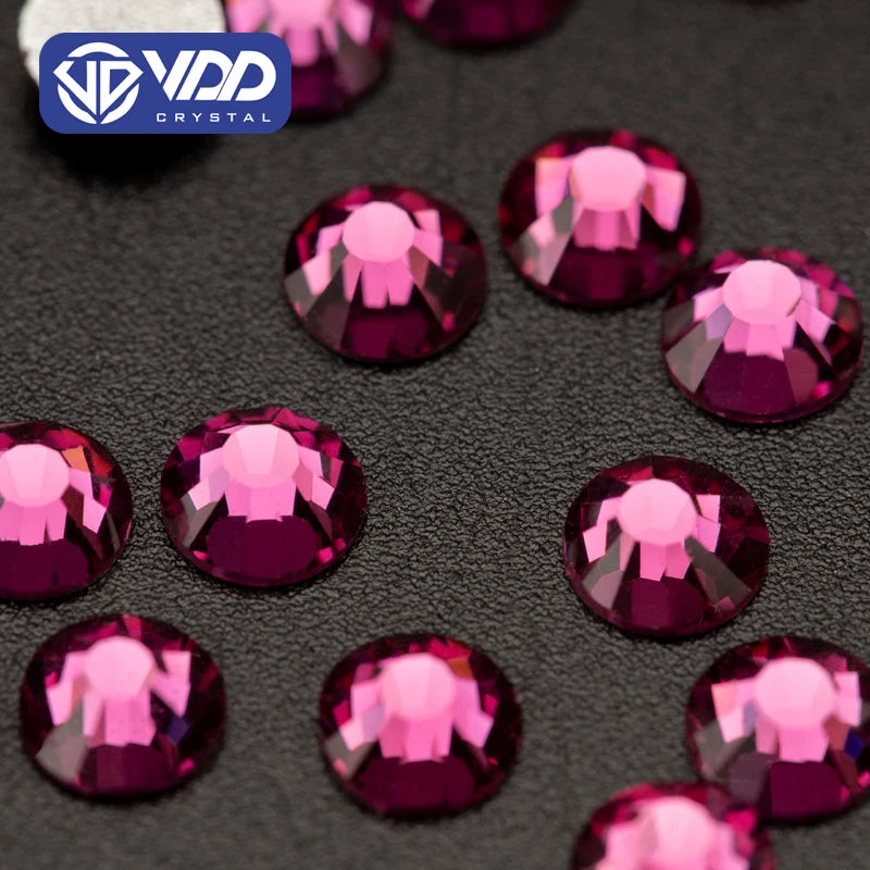 VDD 042 Fuchsia SS3-SS50 Glass Rhinestones Crystal Non Hotfix Flatback Stones Diamond for DIY Nail Art Decorations
