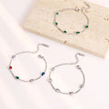 Delicate Stainless Steel Fashion Bracelet with Multicoloured Cubic Zirconia Lucky Charm for Women
